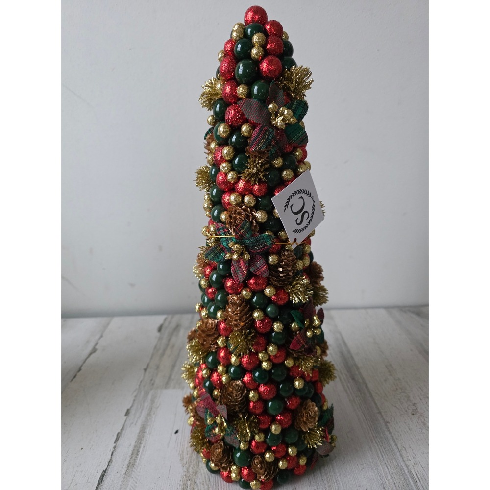 Salzburg 17"‎ tree gold acorn plaid glitter red green Xmas decor